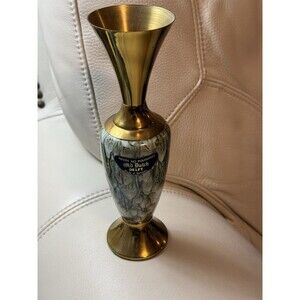 Rare Old Dutch Delft Hand-Painted Brass Vase 1950’s Made in Holland